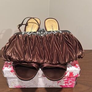 Chinese Laundry Brown High Heel Sandals with matching clutch